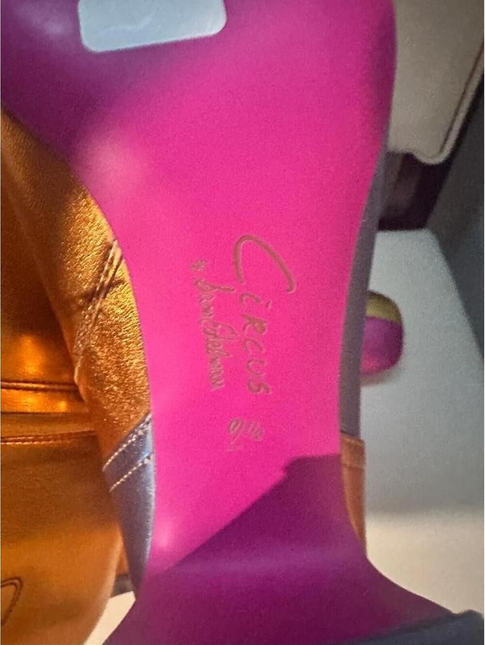 Circus Sam Edelman Colorblock Metallic Boots Size 9.5 Gold Knee High Statement - Picture 4 of 4